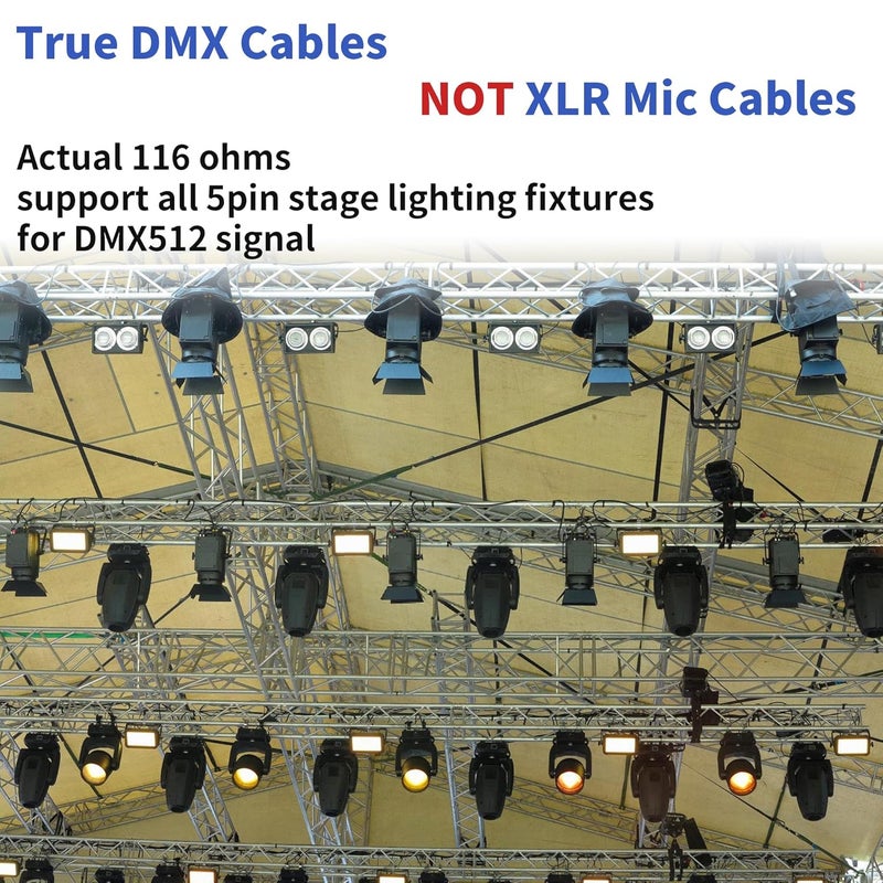 SMALL-EYE 5 Pin DMX Cable 3 ft 8 Pack – 4-Core Male to Female Stage Lighting DMX512 Cable (3') - Image 2